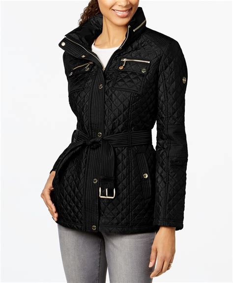 macys michael kors leather jacket women|michael kors ladies padded coats.